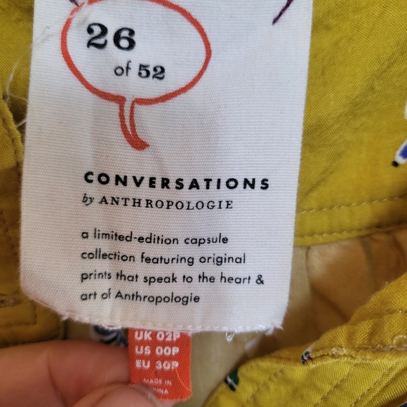 ANTHROPOLOGIE Top Bow Print Yellow Blouse Sz 00P - Picture 5 of 9